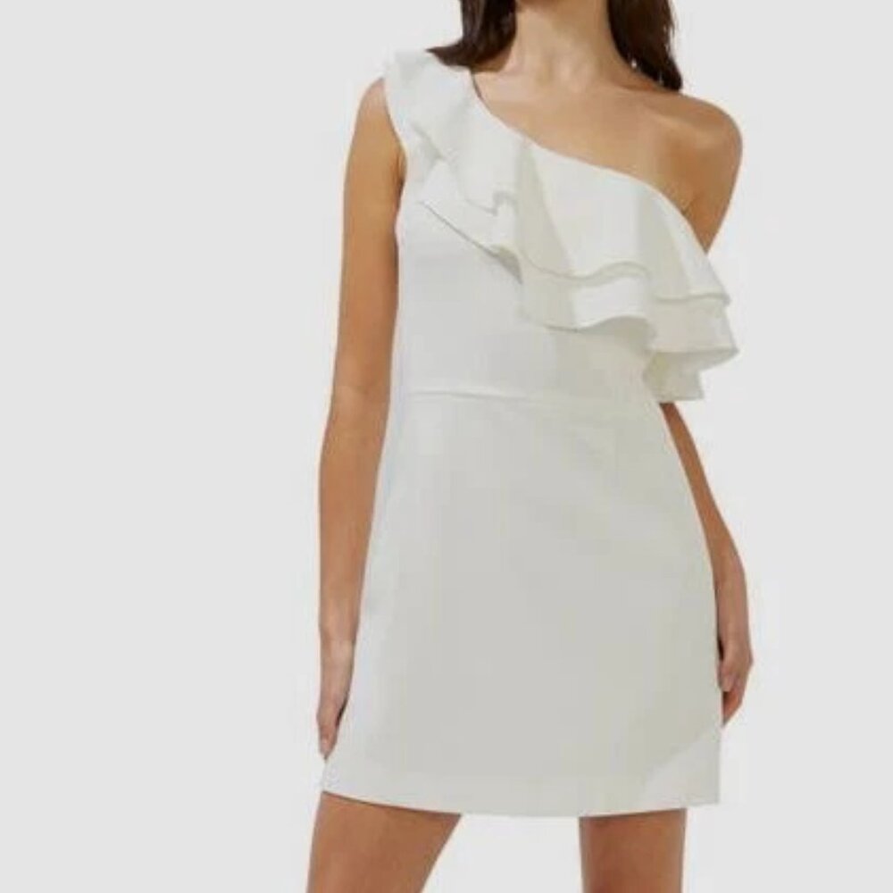 FRENCH CONNECTION Whisper One Shoulder Ruffled Mini Dress